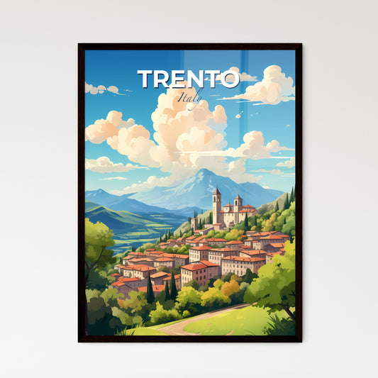 Trento Italy Skyline - A Town On A Hill With Trees And Mountains In The Background - Customizable Travel Gift Default Title