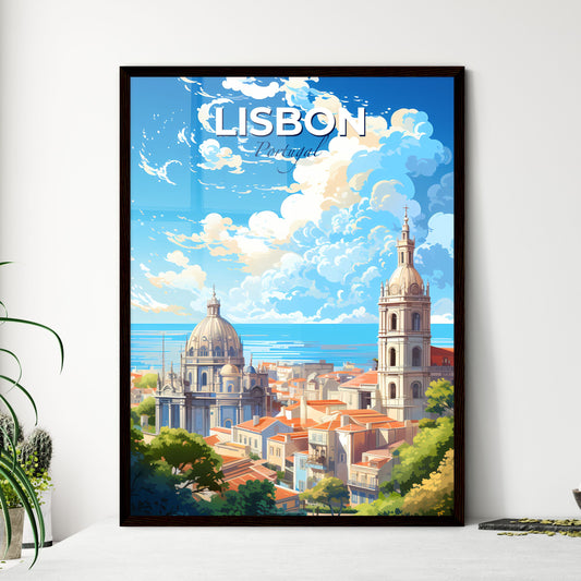 Lisbon Portugal Skyline - A City With A Tower And Trees - Customizable Travel Gift Default Title