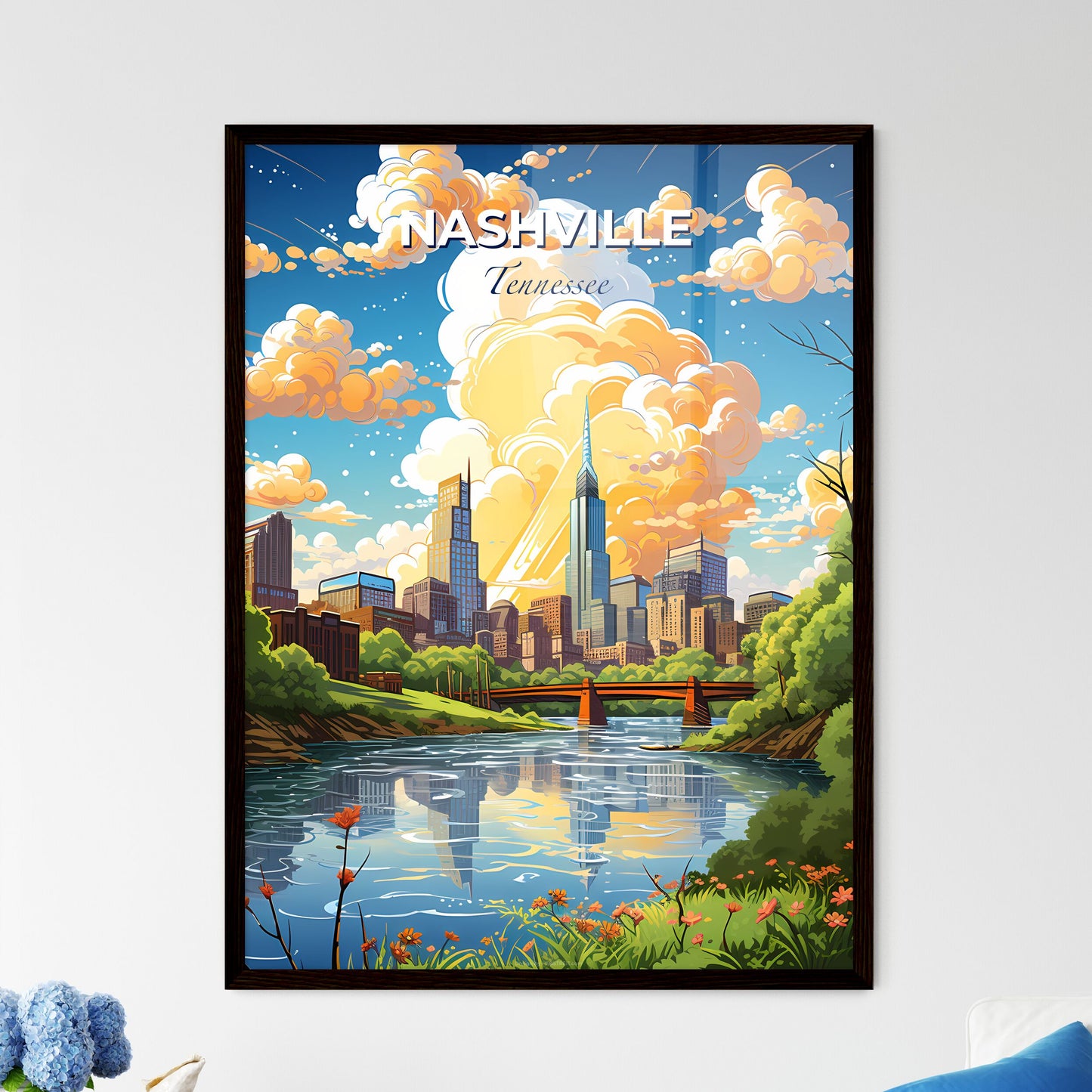 Nashville Tennessee Skyline - A City Landscape With A River And Trees - Customizable Travel Gift Default Title