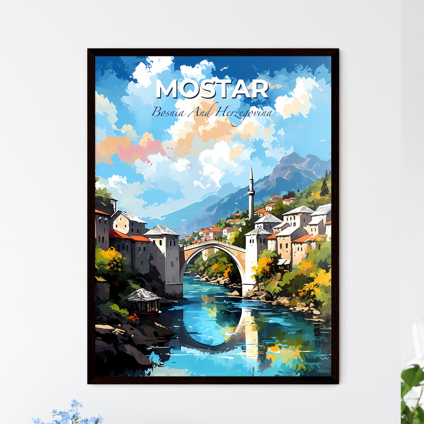 Mostar Bosnia And Herzegovina Skyline - A Br - Framed Art Print
