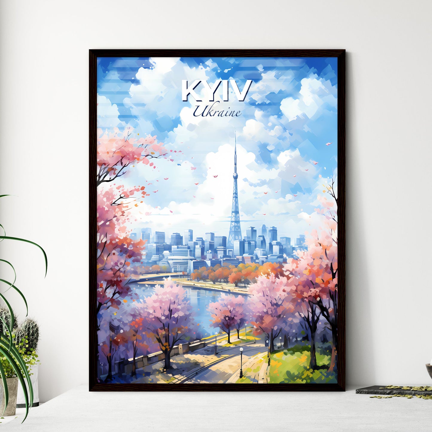 Kyiv Ukraine Skyline - A Cityscape With A Tower And Water - Customizable Travel Gift Default Title