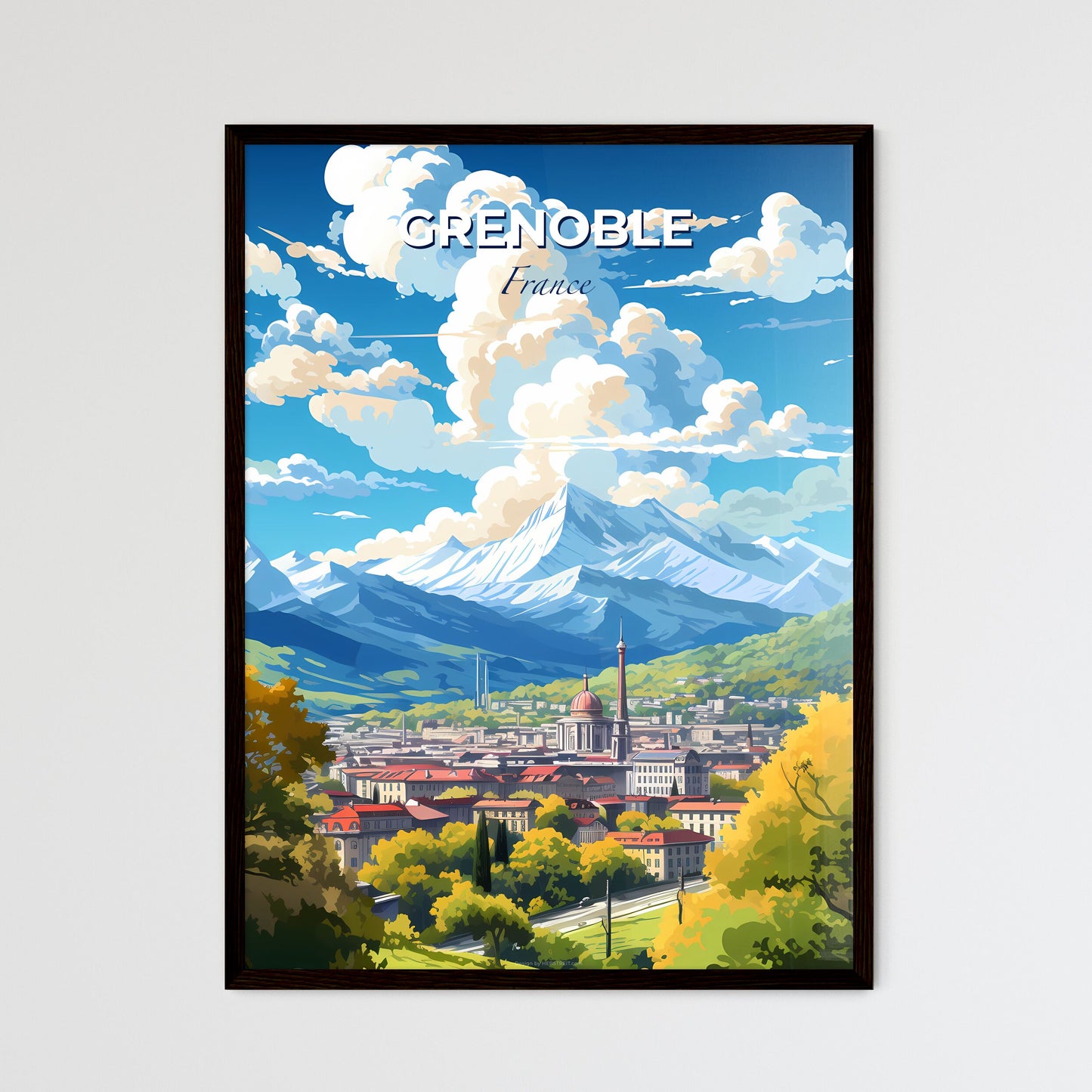 Grenoble France Skyline - A Landscape Of A City With Mountains In The Background - Customizable Travel Gift Default Title