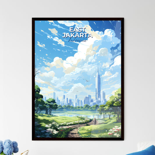 East Jakarta Indonesia Skyline - A Person Walking In A Park With Trees And A City In The Background - Customizable Travel Gift Default Title