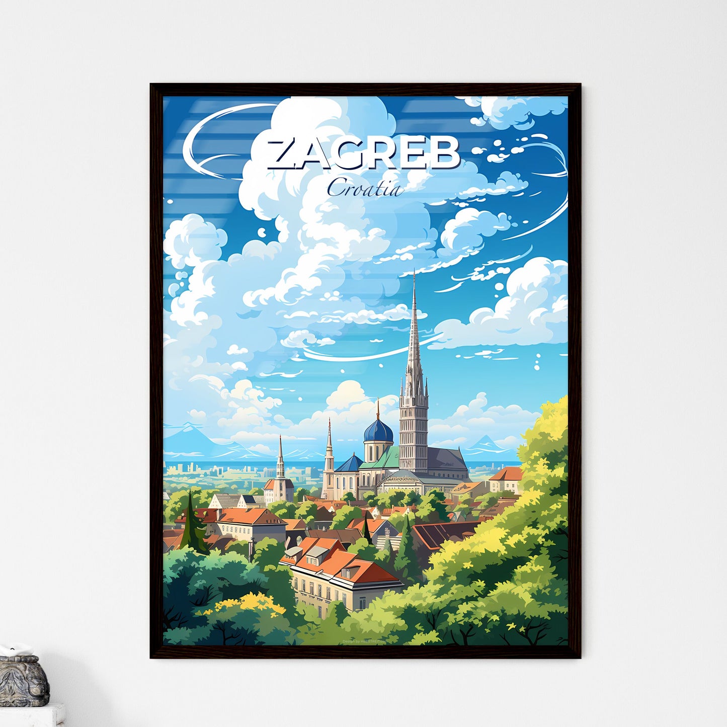Zagreb Croatia Skyline - A City With A Tower And Trees - Customizable Travel Gift Default Title