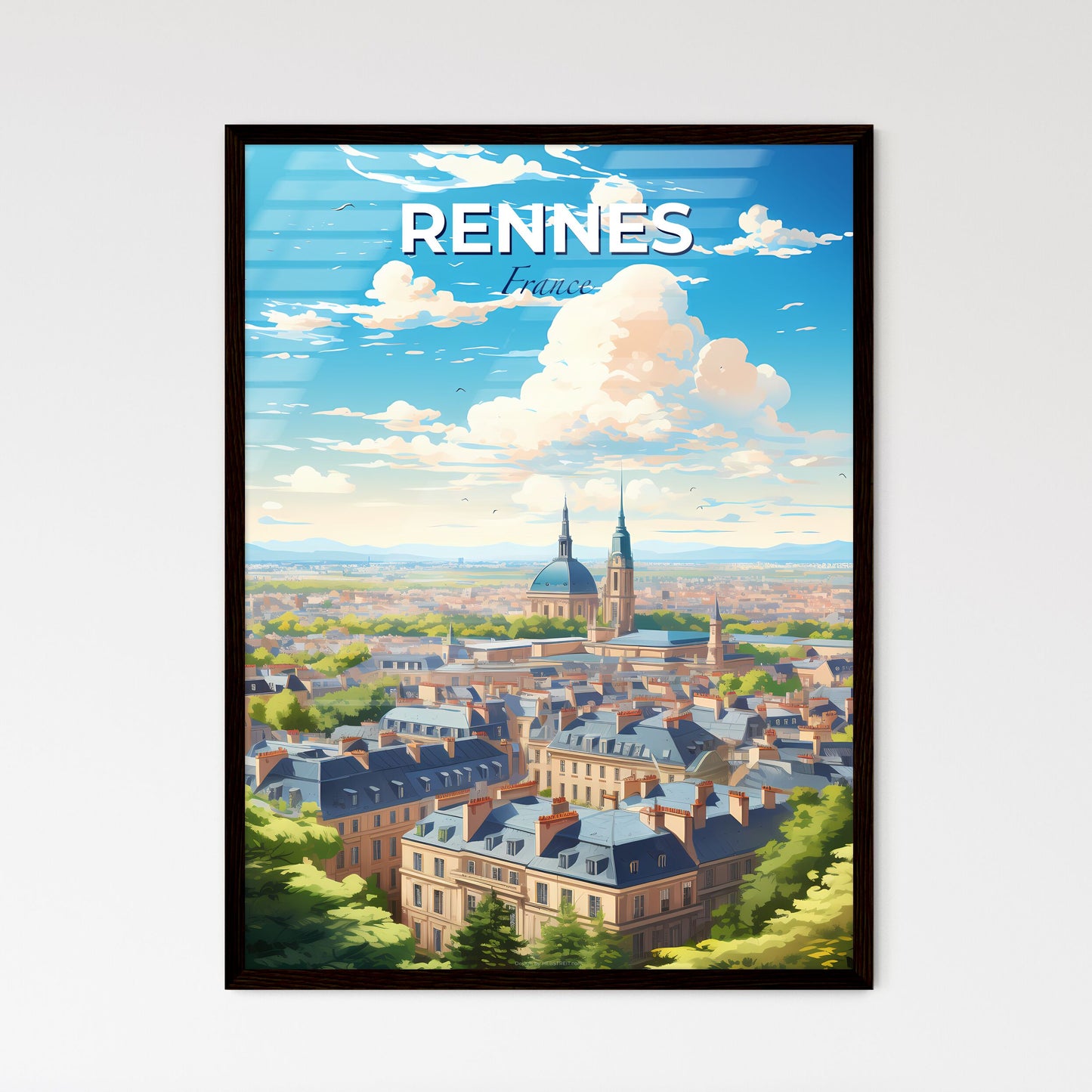 Rennes France Skyline - A City With Many Buildings And Trees - Customizable Travel Gift Default Title