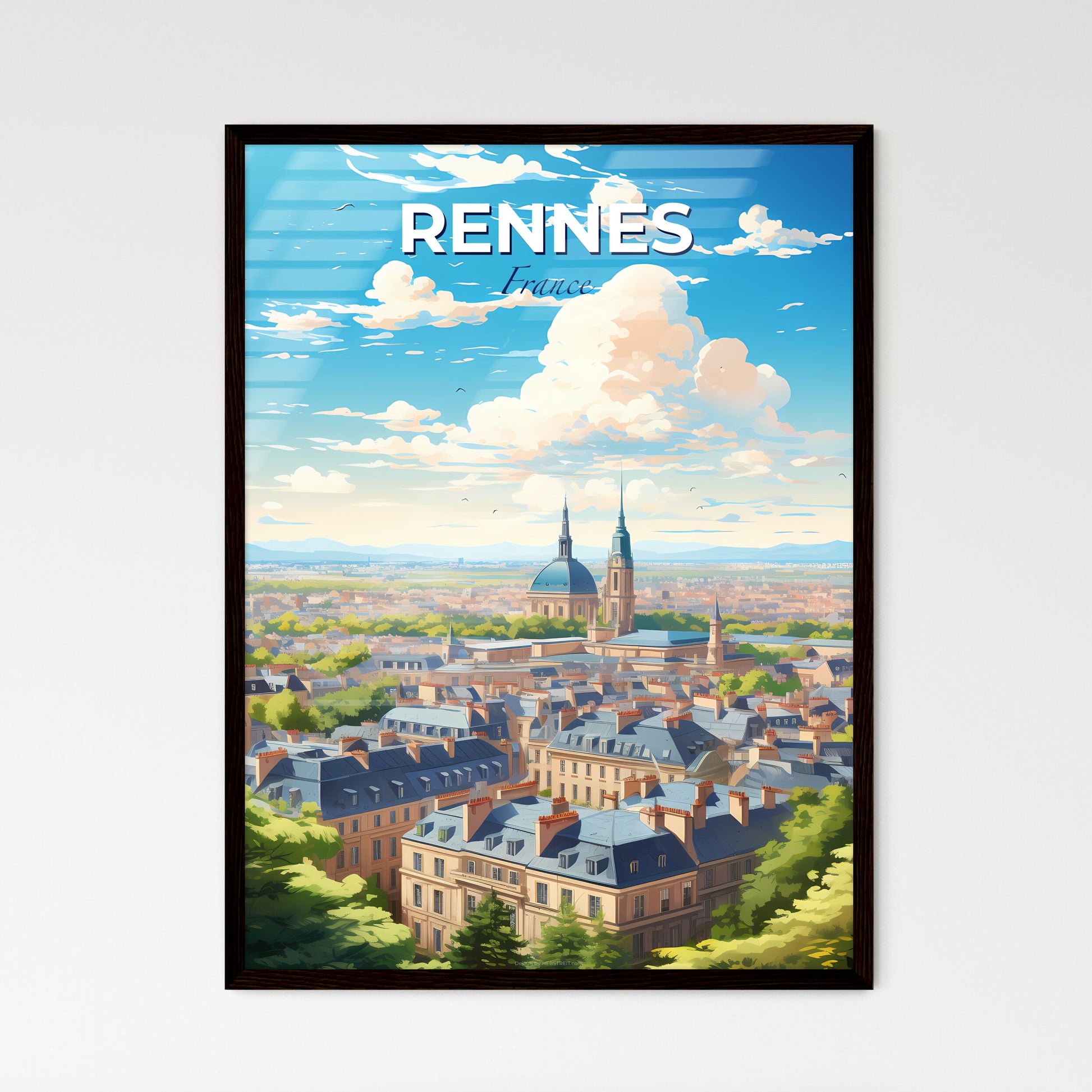 Rennes France Skyline - A City With Many Buildings And Trees - Customizable Travel Gift Default Title