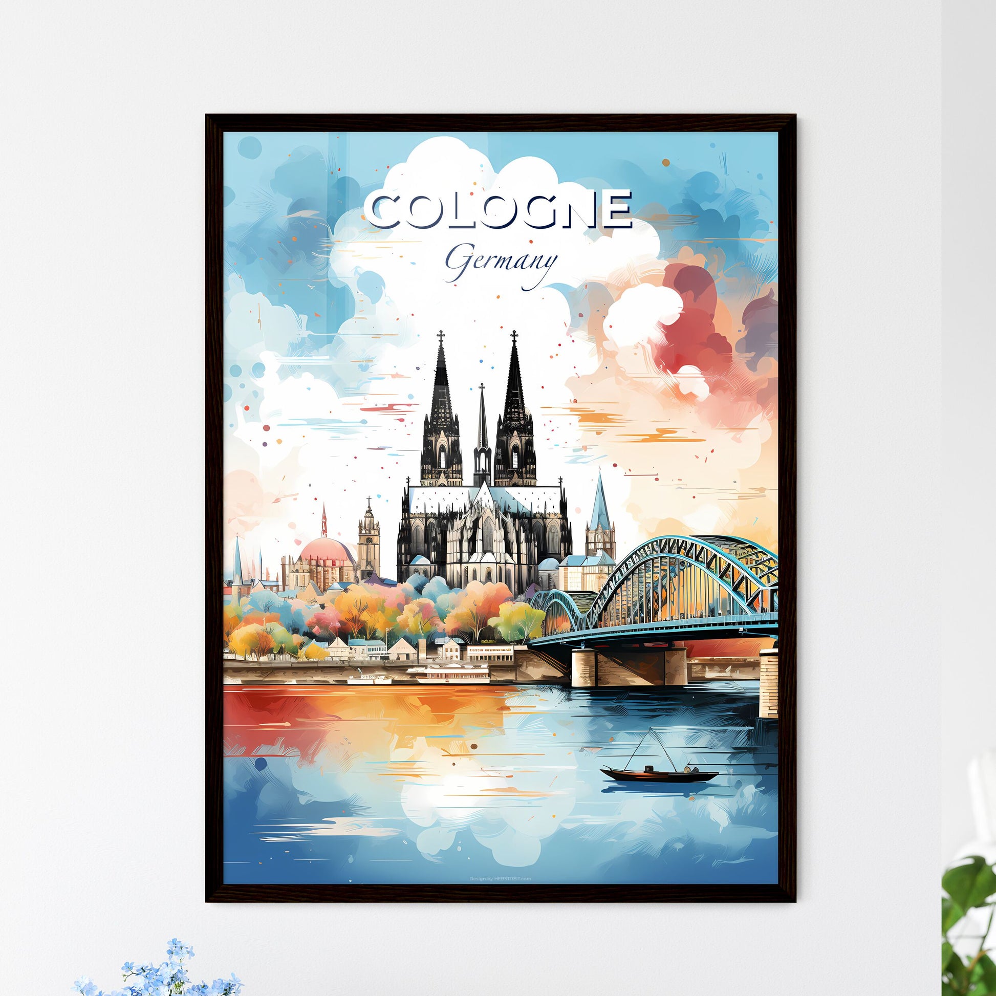 Cologne Germany Skyline - A Bridge Over A River With A Castle And A Bridge - Customizable Travel Gift Default Title