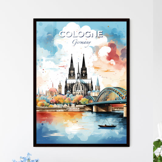 Cologne Germany Skyline - A Bridge Over A River With A Castle And A Bridge - Customizable Travel Gift Default Title