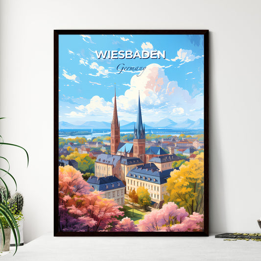 Wiesbaden Germany Skyline - A City With Tree - Framed Art Print