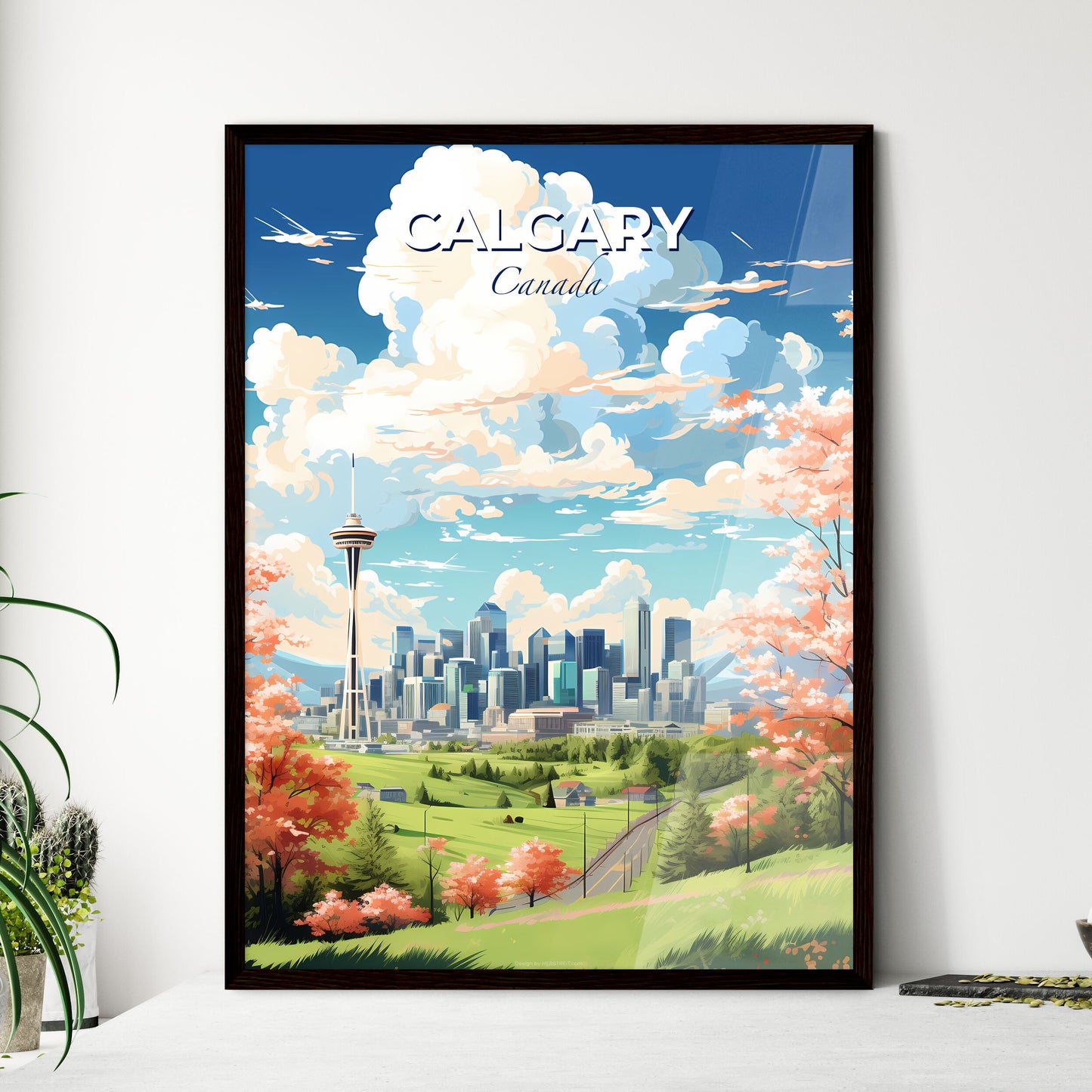 Calgary Canada Skyline - A City Landscape With Trees And A Road - Customizable Travel Gift Default Title