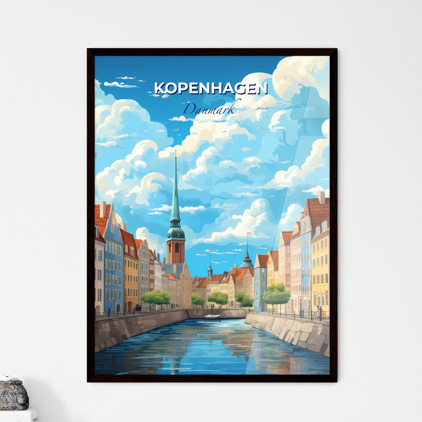 Kopenhagen Danmark Skyline - A Water Canal With Buildings And A Tower - Customizable Travel Gift Default Title