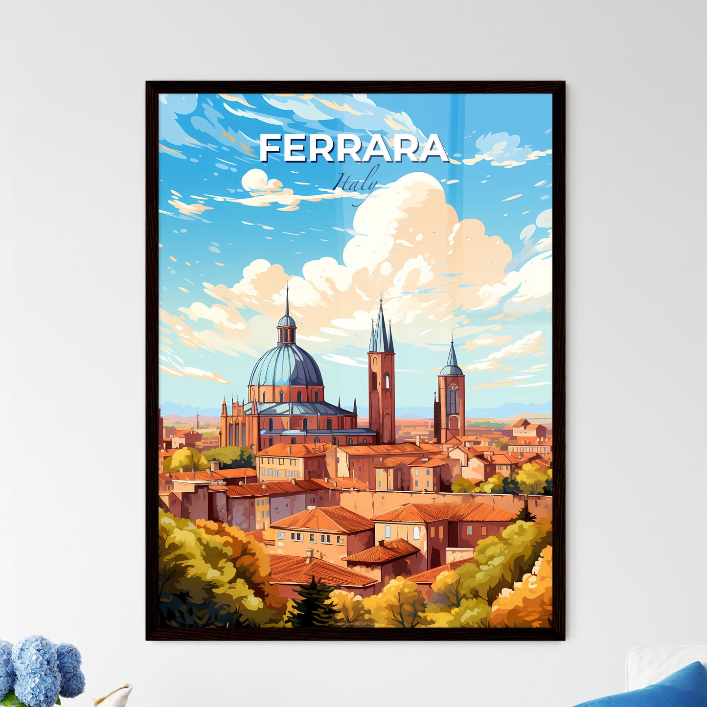 Ferrara Italy Skyline - A City With A Dome And Towers - Customizable Travel Gift Default Title