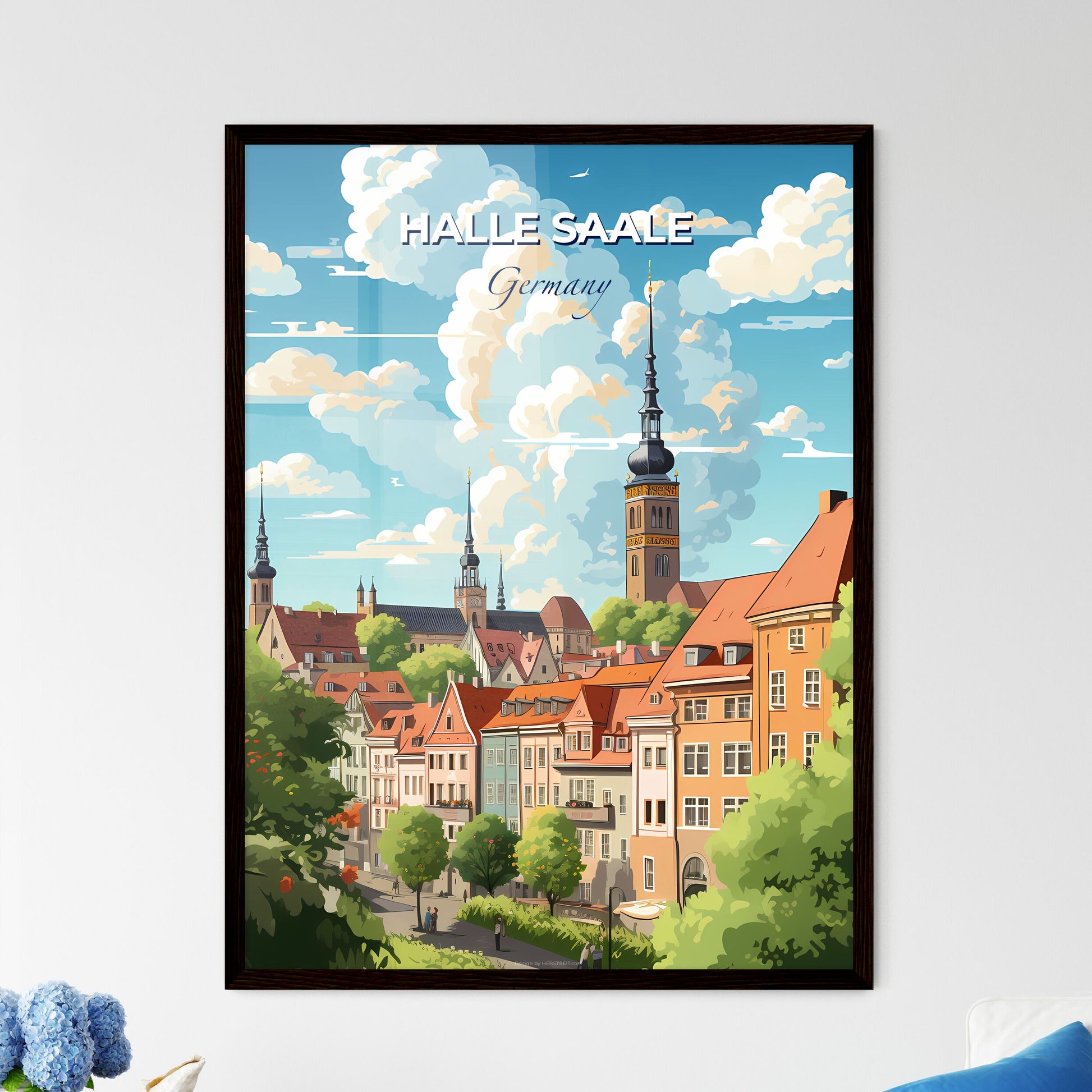 Halle Saale Germany Skyline - A City With Many Buildings And Trees - Customizable Travel Gift Default Title