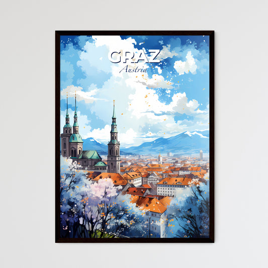 Graz Austria Skyline - A City With A Church And Mountains In The Background - Customizable Travel Gift Default Title