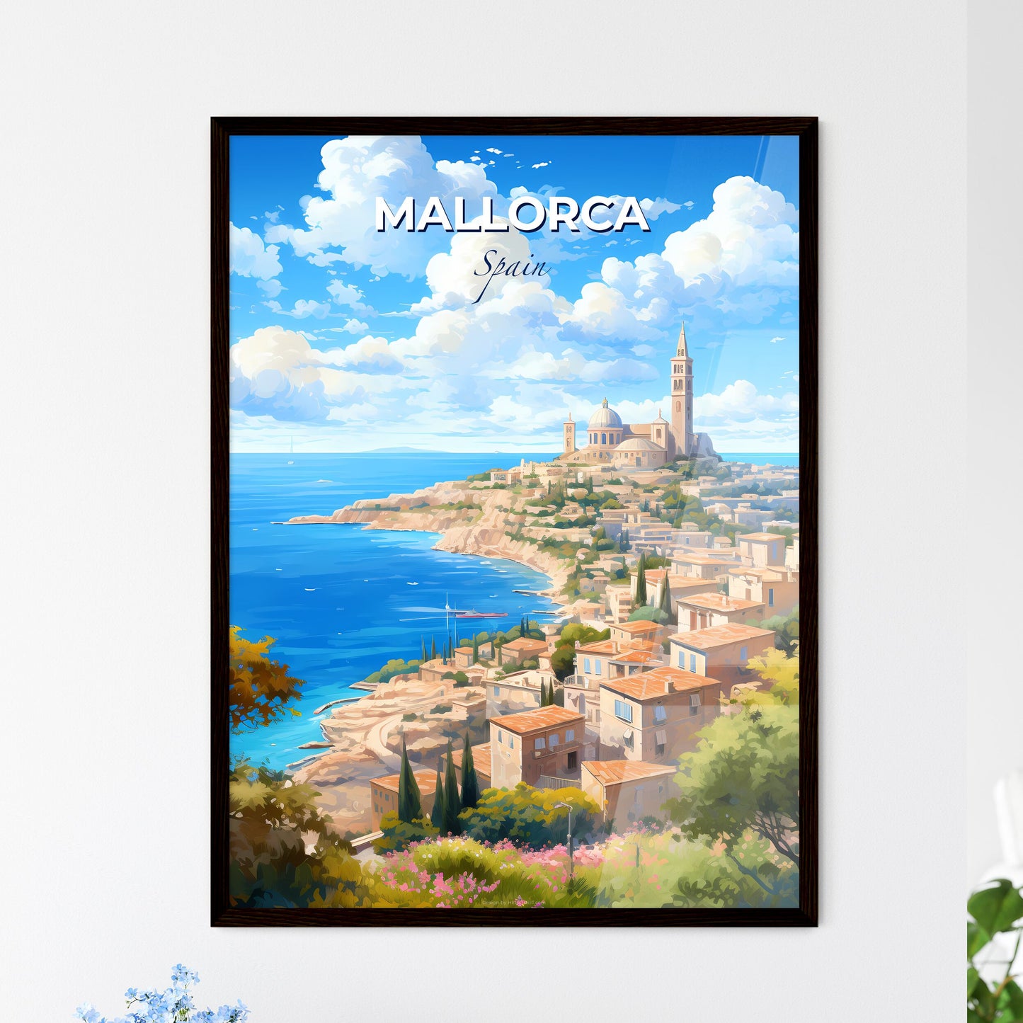 Mallorca Spain Skyline - A City On A Hill By The Ocean - Customizable Travel Gift Default Title