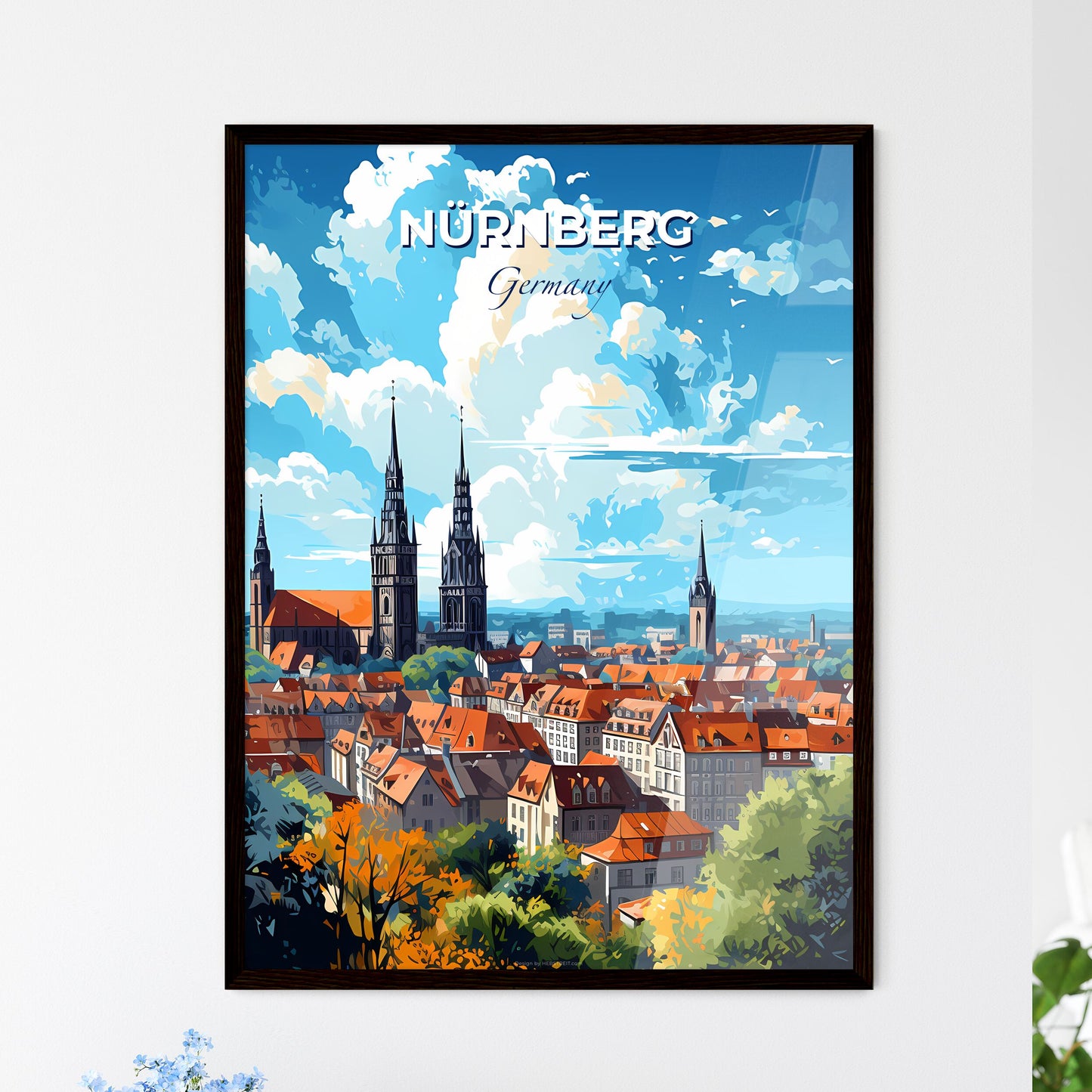 Nurnberg Germany Skyline - A City With Many Towers And Trees - Customizable Travel Gift Default Title