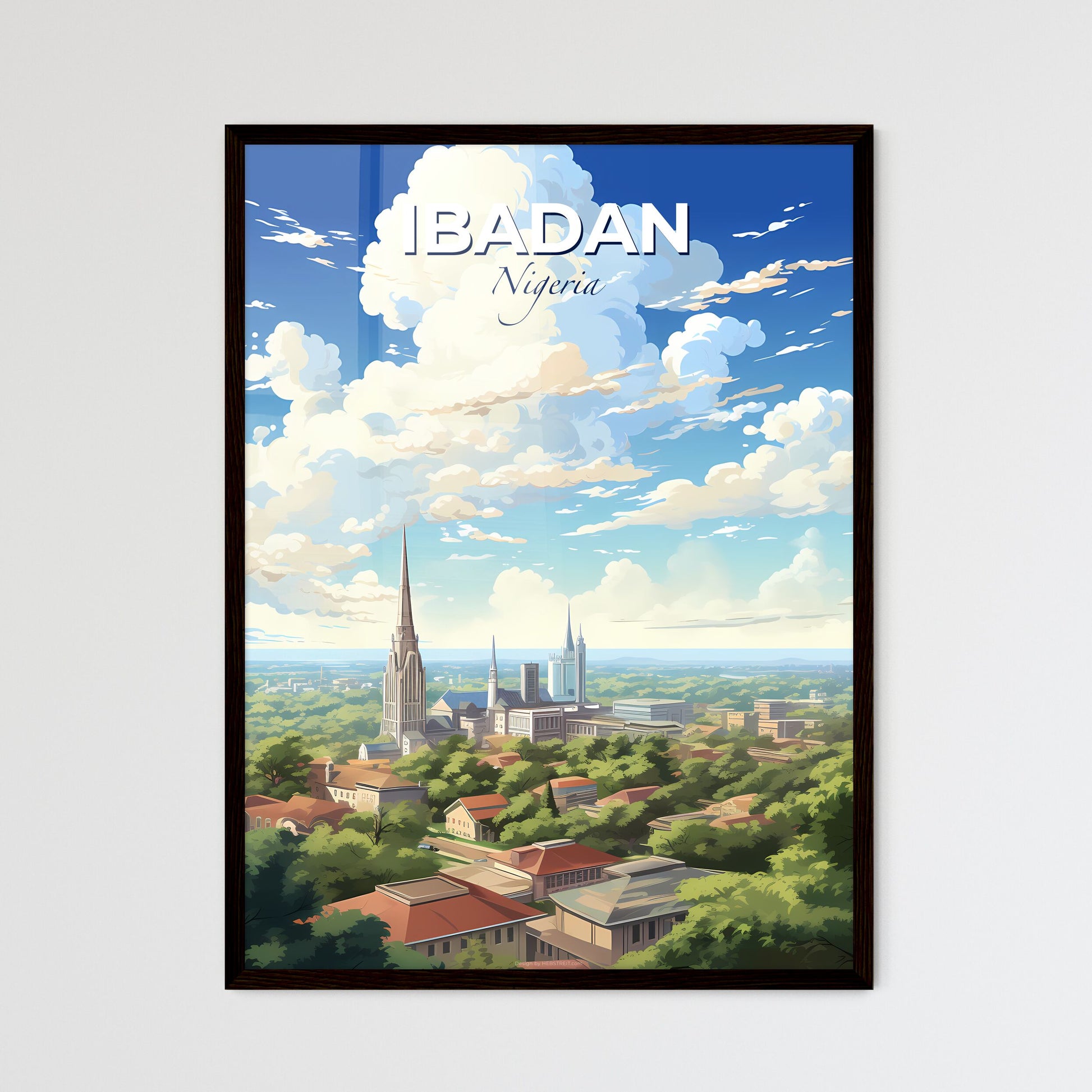 Ibadan Nigeria Skyline - A City With A Tall Spire And Trees - Customizable Travel Gift Default Title