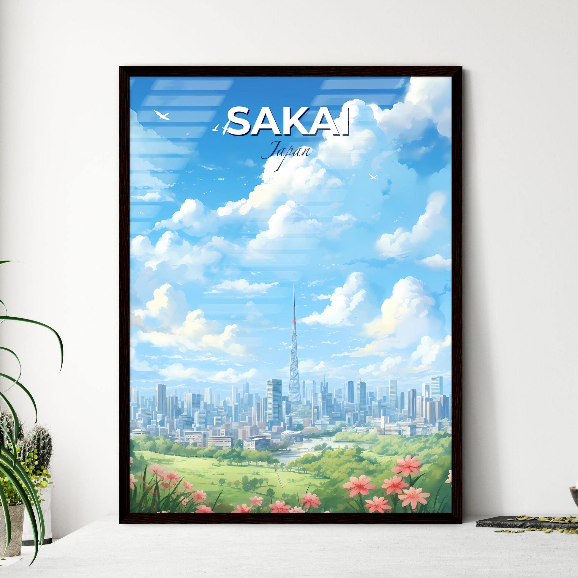 Sakai Japan Skyline - A City Landscape With A Tall Tower - Customizable Travel Gift Default Title
