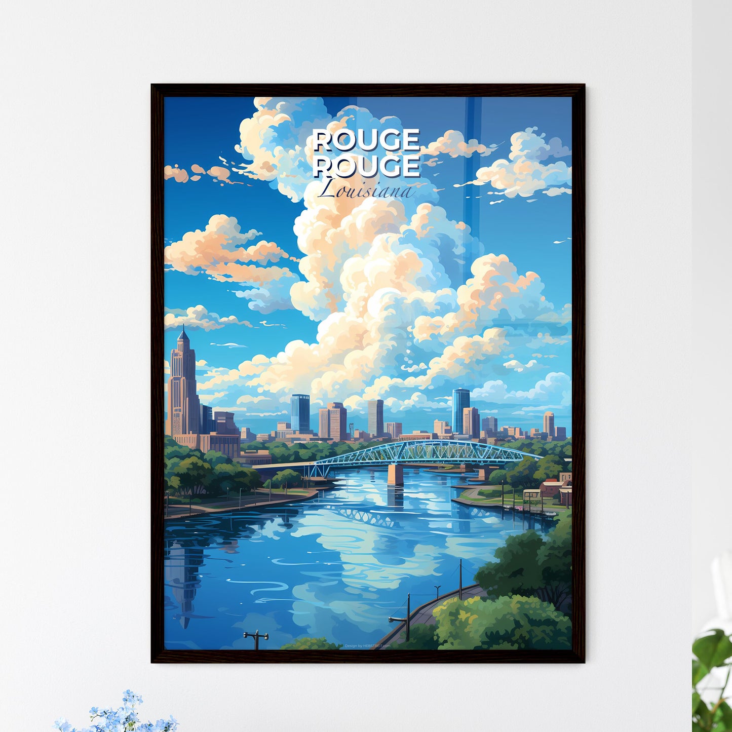 Baton Rouge Louisiana Skyline - A River With - Framed Art Print