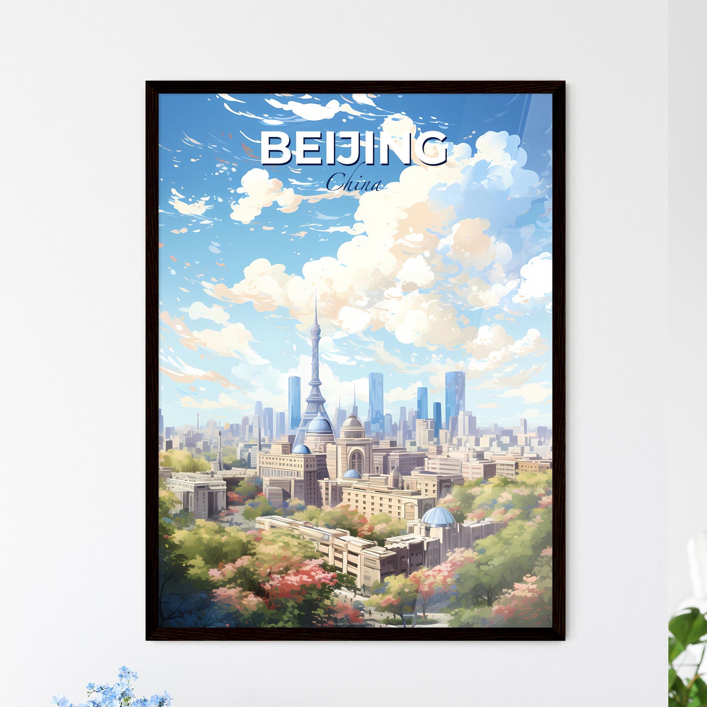 Beijing China Skyline - A City With Trees And A Tower - Customizable Travel Gift Default Title