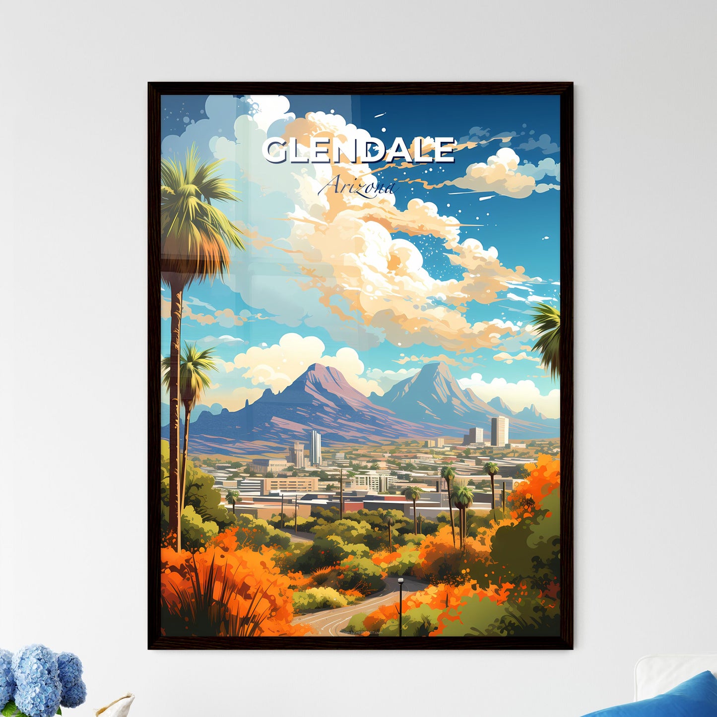 Glendale Arizona Skyline - A Landscape Of A City With Mountains And Trees - Customizable Travel Gift Default Title