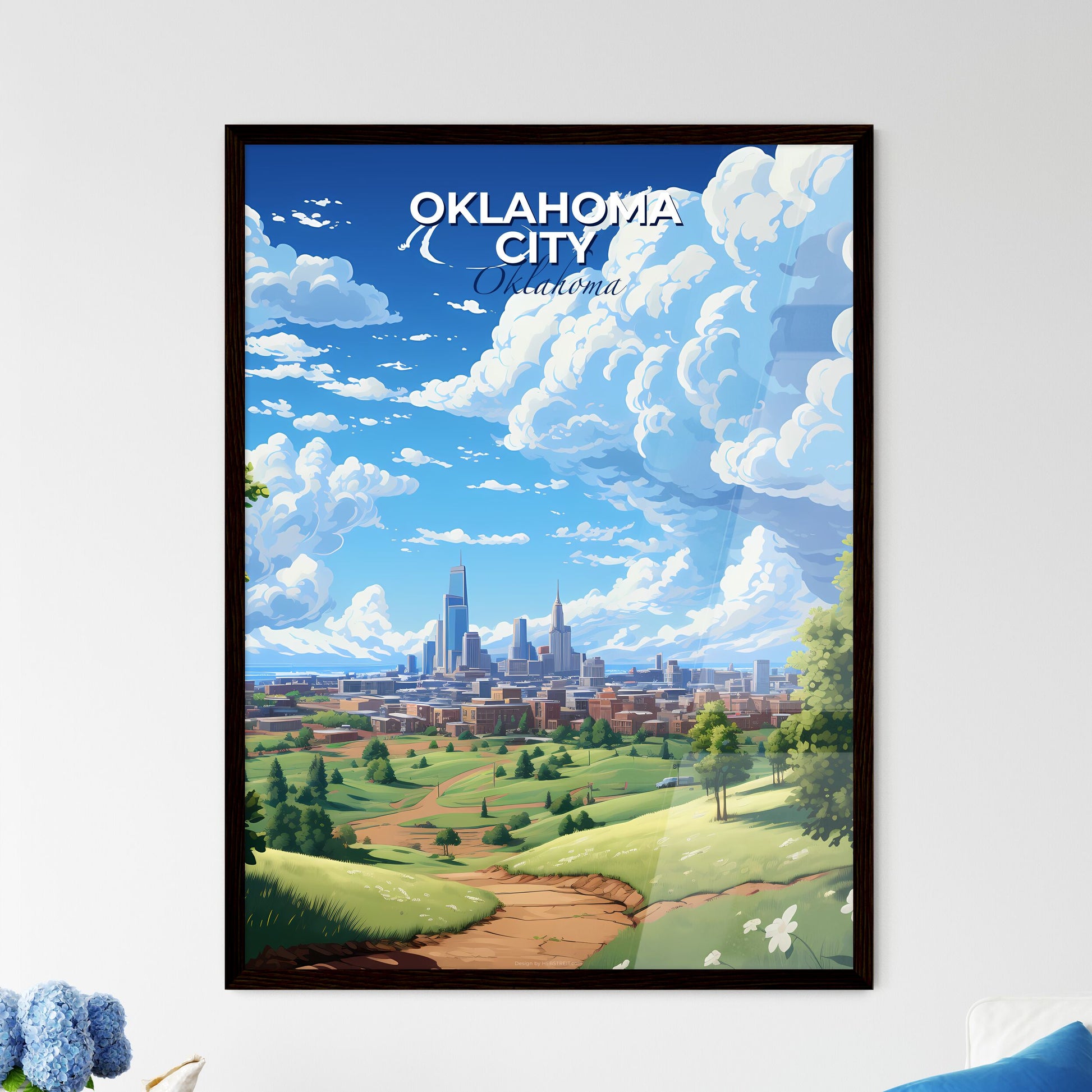 Oklahoma City Oklahoma Skyline - A Landscape Of A City With Trees And A Blue Sky - Customizable Travel Gift Default Title