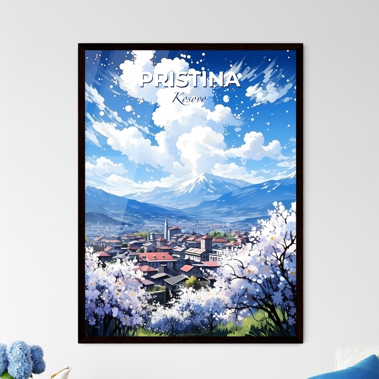 Pristina Kosovo Skyline - A City With A Mountain In The Background - Customizable Travel Gift Default Title