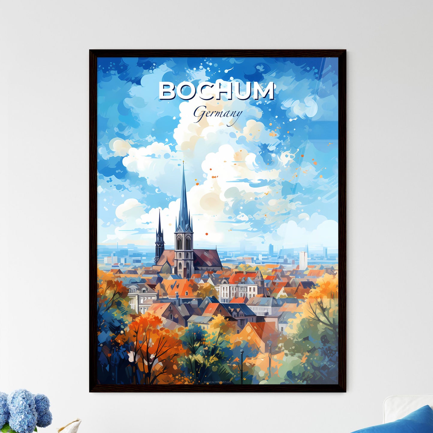 Bochum Germany Skyline - A City With A Church And Trees - Customizable Travel Gift Default Title