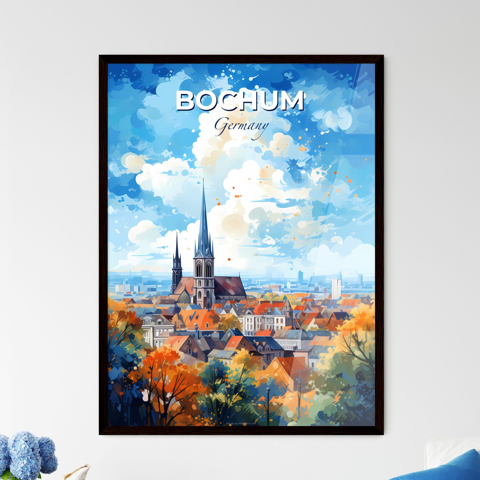 Bochum Germany Skyline - A City With A Church And Trees - Customizable Travel Gift Default Title