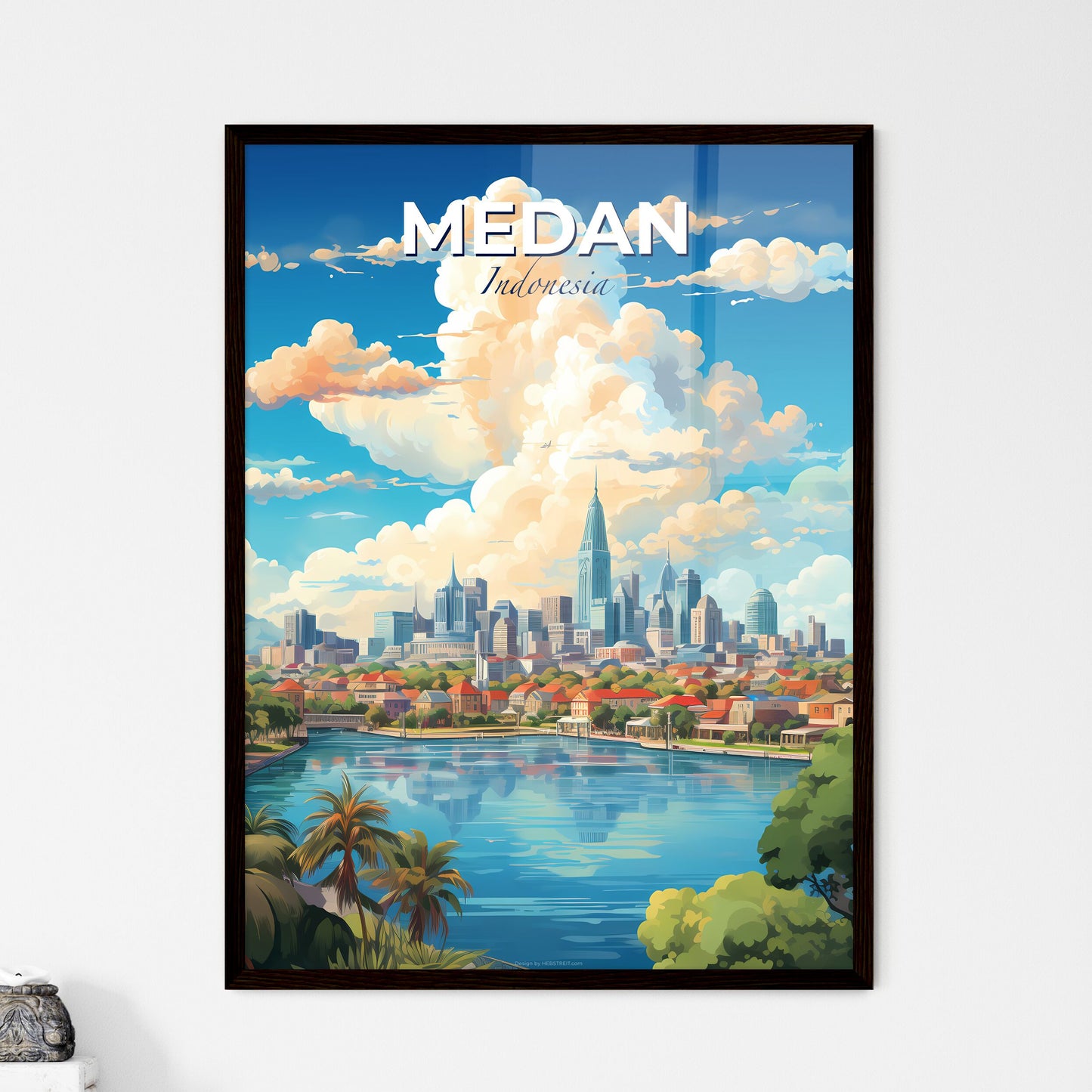 Medan Indonesia Skyline - A Cityscape With A River And Trees - Customizable Travel Gift Default Title