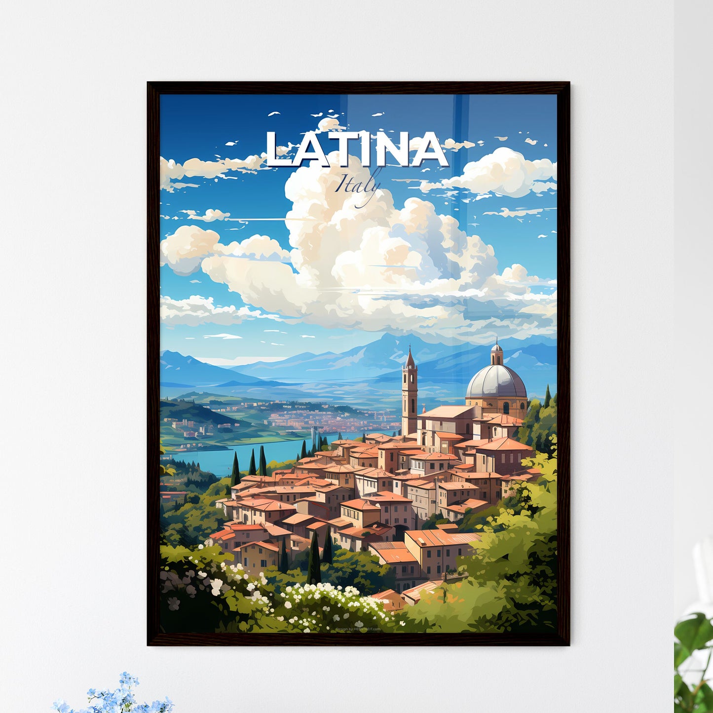 Latina Italy Skyline - A City With A Dome And A Tower - Customizable Travel Gift Default Title