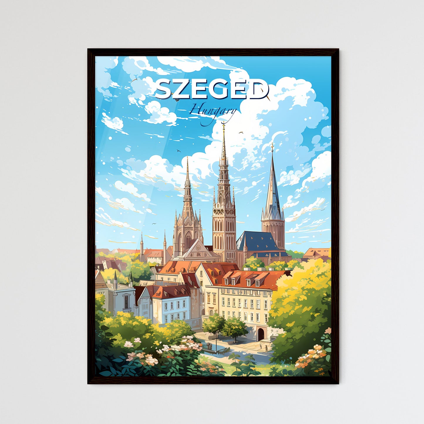 Szeged Hungary Skyline - A City With Towers And Trees - Customizable Travel Gift Default Title