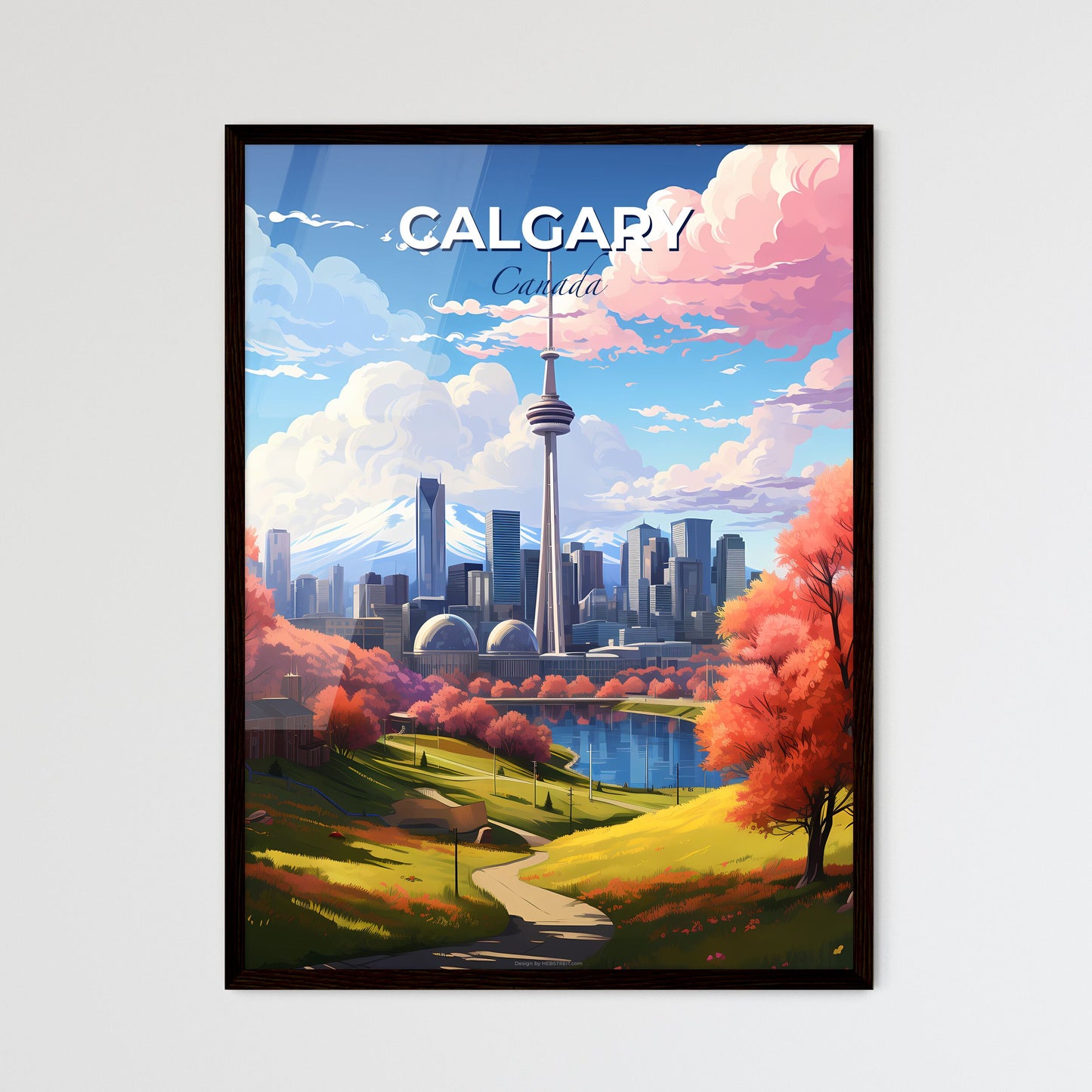 Calgary Canada Skyline - A City Landscape With A Lake And Trees - Customizable Travel Gift Default Title