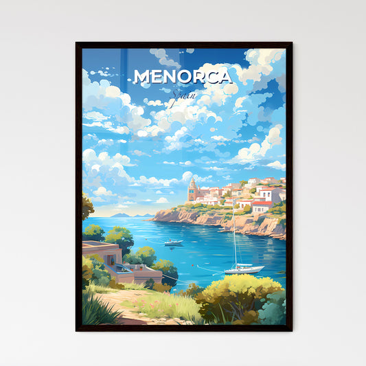 Menorca Spain Skyline - A Water Body With Buildings And A Boat On It - Customizable Travel Gift Default Title