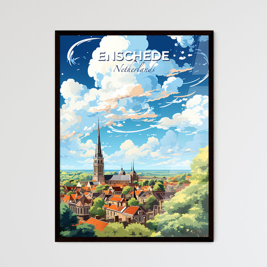 Enschede Netherlands Skyline - A City With A Tower And Trees - Customizable Travel Gift Default Title
