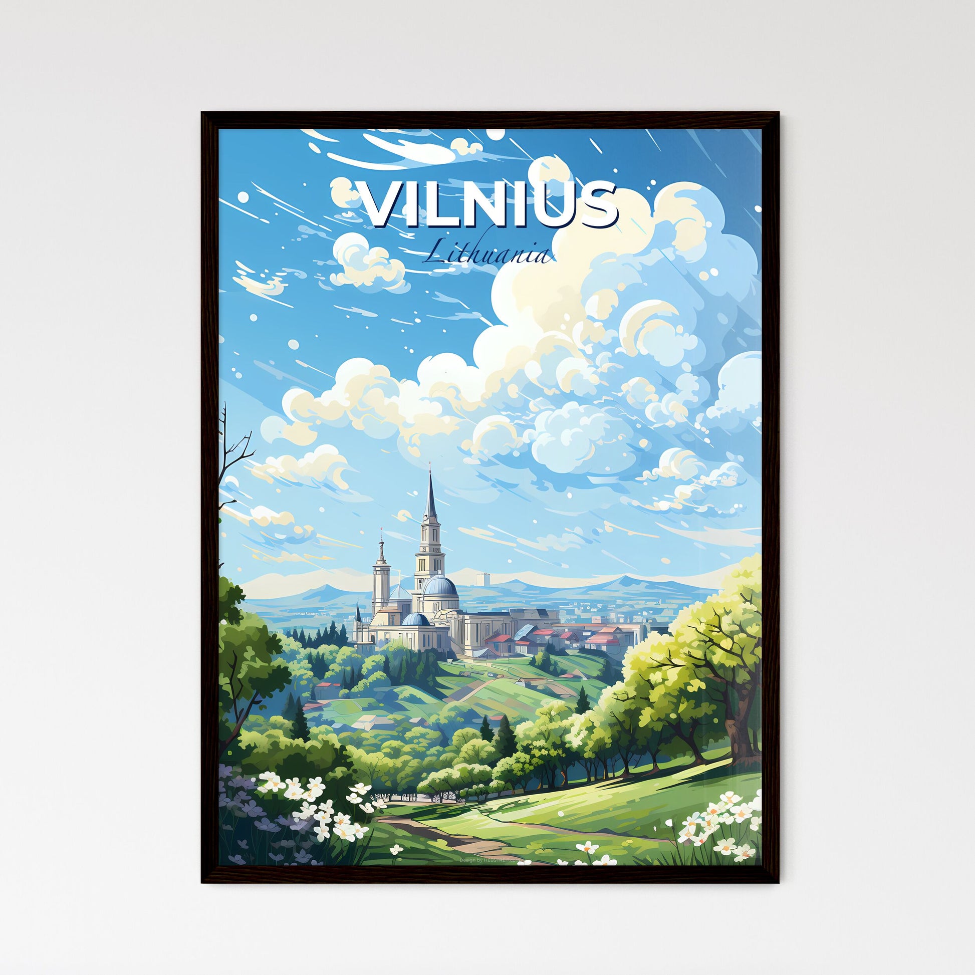 Vilnius Lithuania Skyline - A Landscape With Trees And A Building - Customizable Travel Gift Default Title