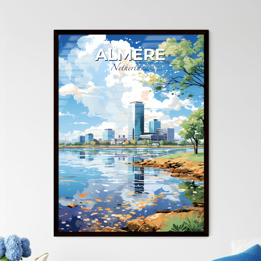 Almere Netherlands Skyline - A Water Body With Trees And A City In The Background - Customizable Travel Gift Default Title