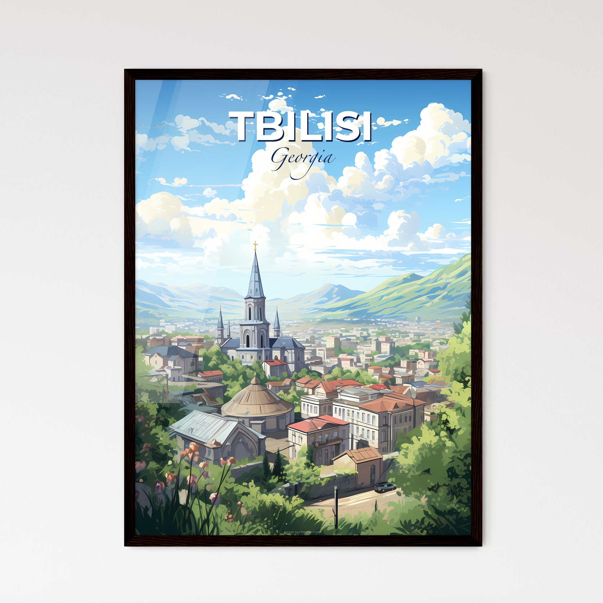 Tbilisi Georgia Skyline - A City With A Steeple And Trees - Customizable Travel Gift Default Title