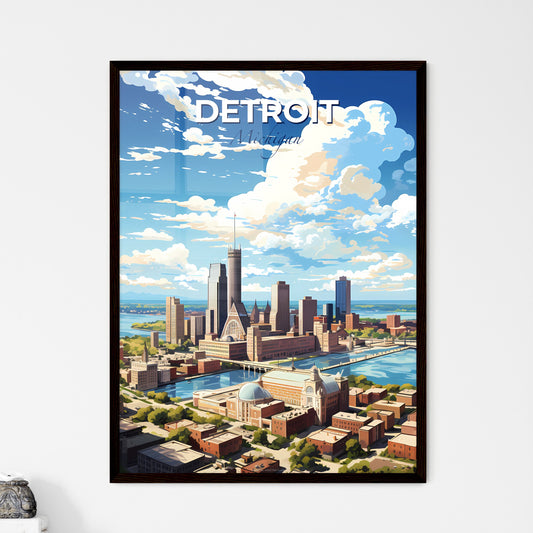 Detroit Michigan Skyline - A City With A Body Of Water And Clouds - Customizable Travel Gift Default Title