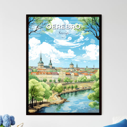 Oerebro Sverige Skyline - A River Running Through A City - Customizable Travel Gift Default Title