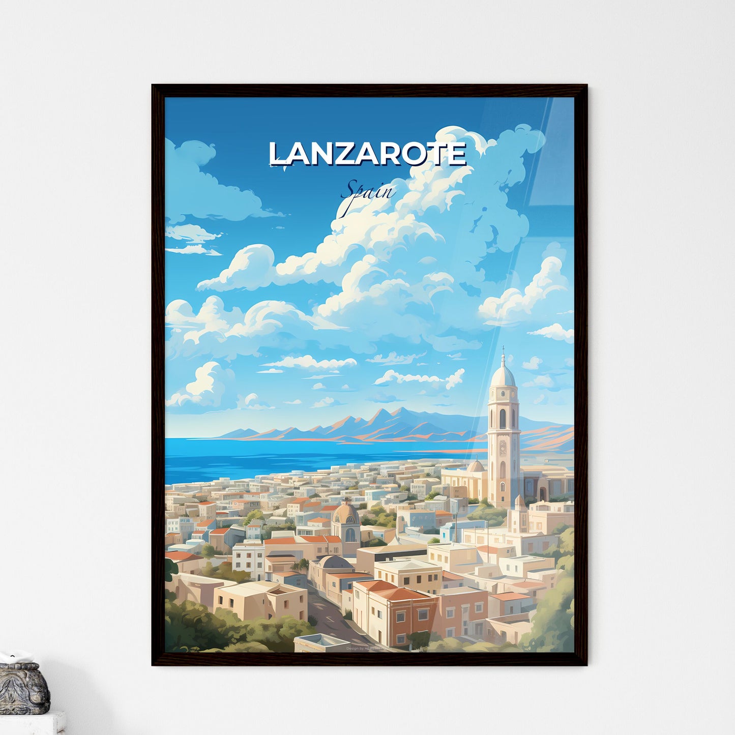 Lanzarote Spain Skyline - A City With A Tower And A Body Of Water - Customizable Travel Gift Default Title