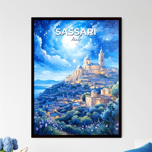 Sassari Italy Skyline - A Painting Of A City On A Hill - Customizable Travel Gift Default Title