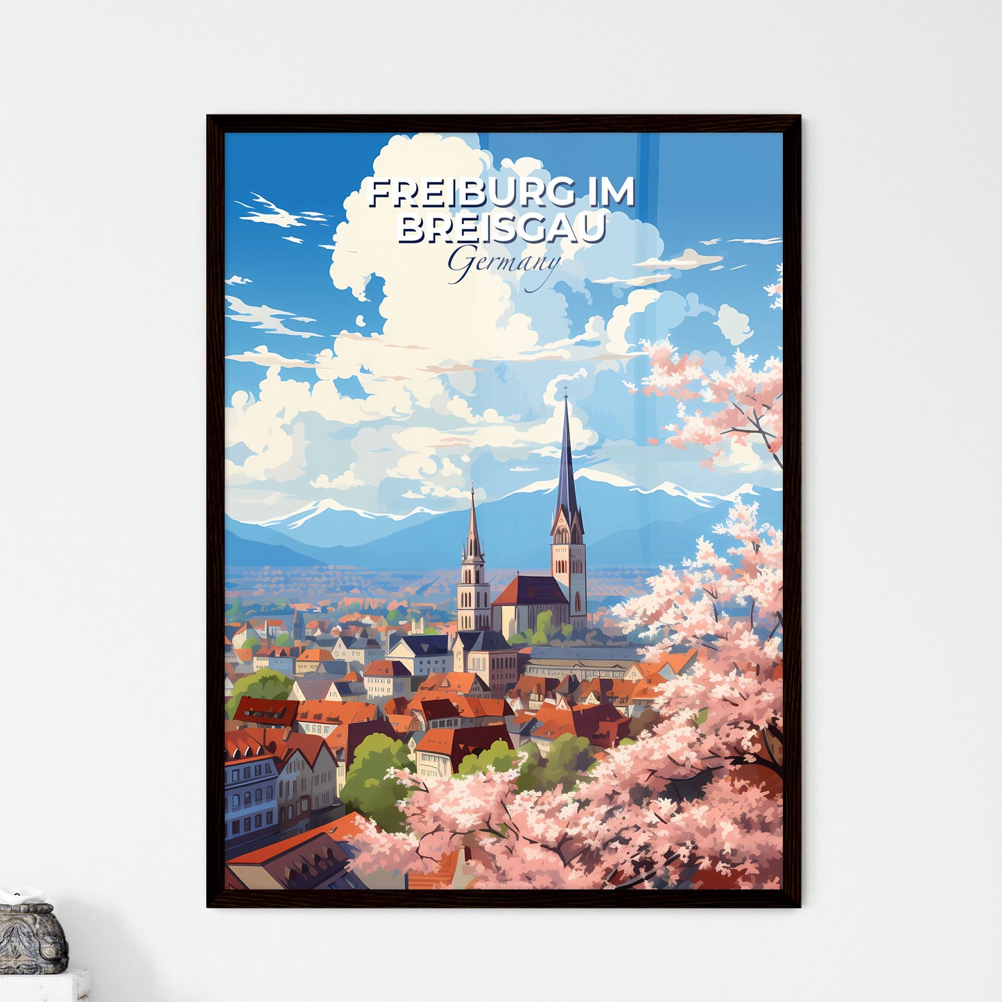 Freiburg im Breisgau Germany Skyline - A City With A Church And Trees - Customizable Travel Gift Default Title