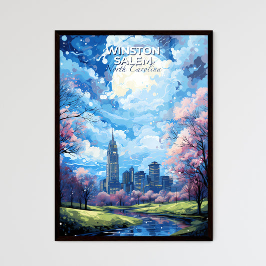 WinstonSalem North Carolina Skyline - A Full Moon Over A City - Customizable Travel Gift Default Title