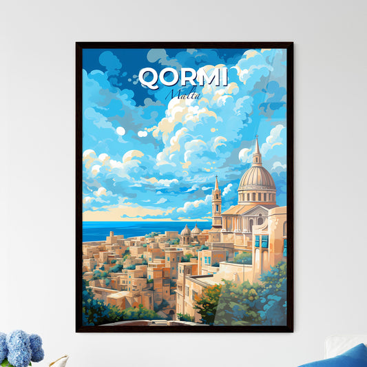 Qormi Malta Skyline - A City With A Dome And A Building With A Body Of Water - Customizable Travel Gift Default Title