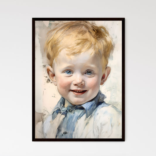 A Poster of beautiful baby with blue eyes smiling - A Close Up Of A Boy Default Title