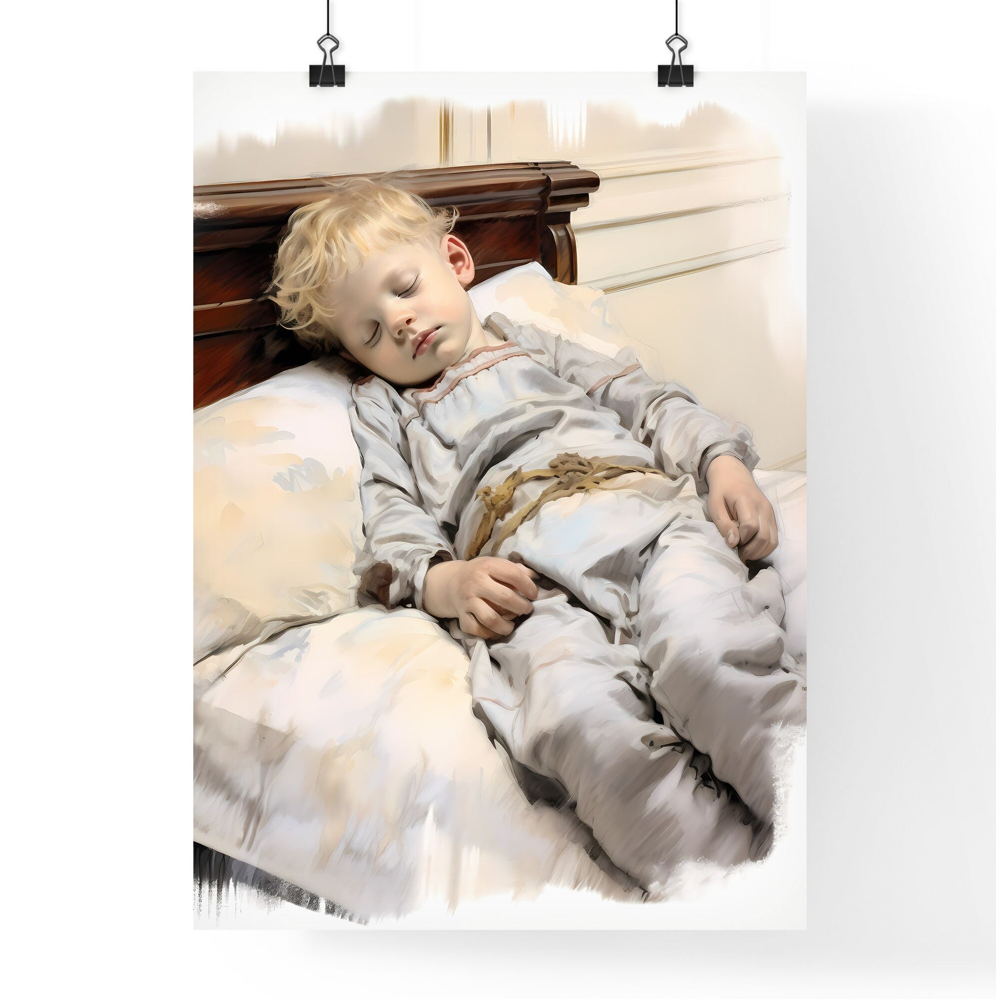 A Poster of lovely baby sleeping - A Child Sleeping In A Bed Default Title