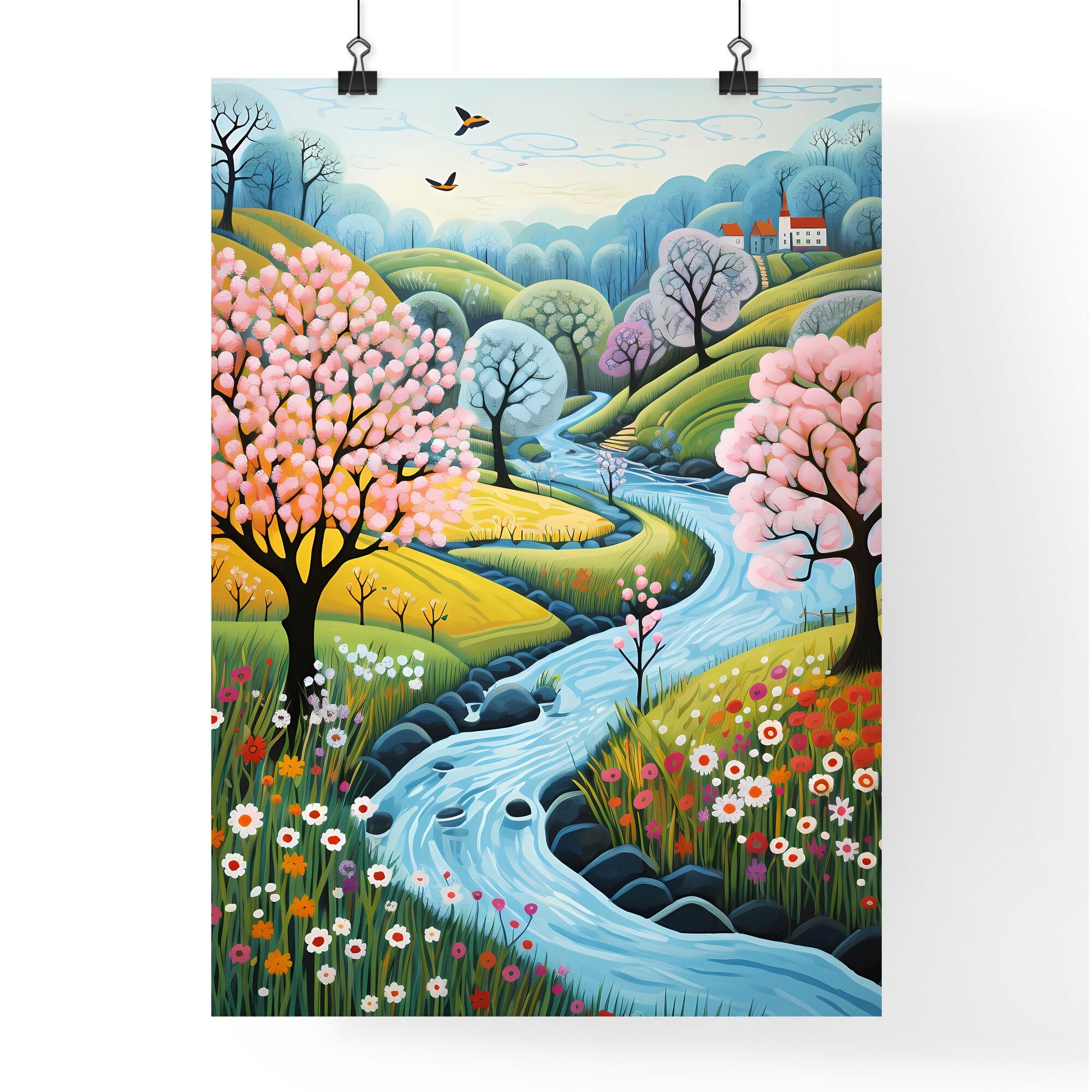 A Poster of spring landscape - A River Running Through A Landscape Default Title