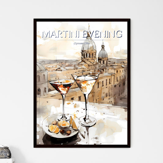 A Poster of Espresso martini - A Pair Of Glasses With A City In The Background Default Title