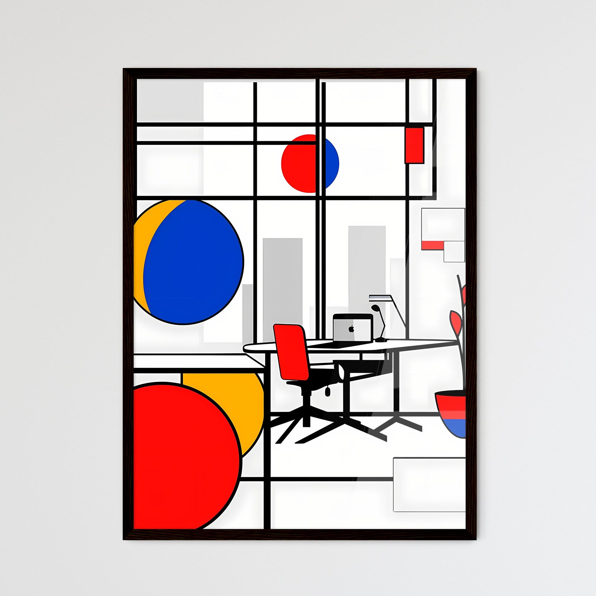 A Poster of minimalist office art - A Drawin - Framed Art Print